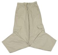 Béžové plátenné široké cargo nohavice H&M