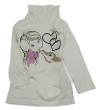 Smetanová tunika s dívkou se srnkou a rolákem C&A