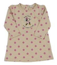 Béžové puntíkaté teplákové šaty s Minnie Disney