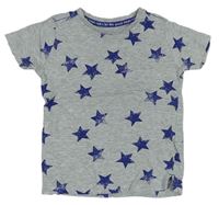 Sivé pyžamové tričko s modrými hviezdami