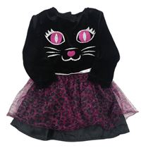 Kockovaným - Čierne sametové/tylové šaty - mačka George