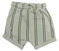 Smetanovo-khaki pruhované teplákové kraťasy George