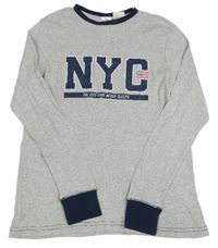Sivo-tmavomodré pyžamové tričko s nápisom H&M