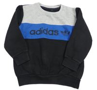 Šedo-modro-černá mikina s logem Adidas