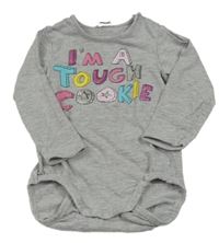 Šedé melírované body s barevným nápisem H&M