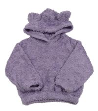 Fialová chlpatá mikina s kapucňou