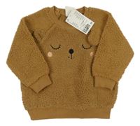 Nové - hnedá huňatá mikina s ňufáčikom  H&M