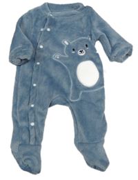 Šedomodrý chlpatý overal s medvěďom shein