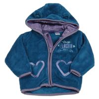 Petrolejová plyšová prepínaci mikina so srdiečkami a kapucňou Lupilu