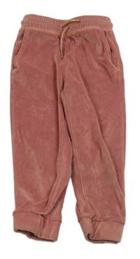 Starorůžové sametové tepláky 