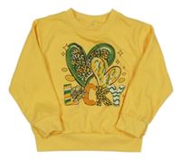 Žltá ľahká mikina so srdiečkami