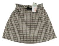 Nové - sivo-čierna kockovaná sukňa s mašlou Primark