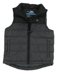 Šedo-černá šusťáková funkční zateplená vesta s logem Trespass