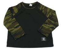 Čierne tričko s army rukávy shein