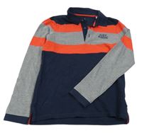 Tmavomodro-sivo-červené polo tričko Okaidi