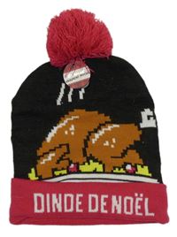 Nové - sivo-ružová pletená čapica s kuřetem a brmbolcom