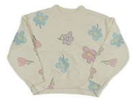 Smotanový oversize ľahký sveter s kvetmi Primark