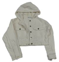 Smotanová crop rifľová bunda s kapucňou Zara