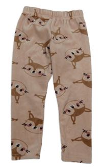 Svetloružové zamatové tepláky s liškami Pep&Co