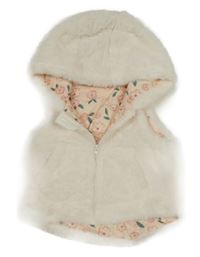 Biela kožušinová podšitá vesta s kapucňou Pep&Co