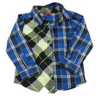 Modro-černo-zelená kostkovaná košile S. Oliver