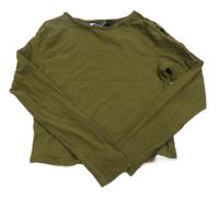 Tmavozelené crop triko New Look