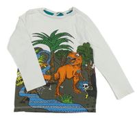 Bílo-khaki triko s dinem H&M