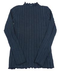 Tmavomodré žebrované triko Name it