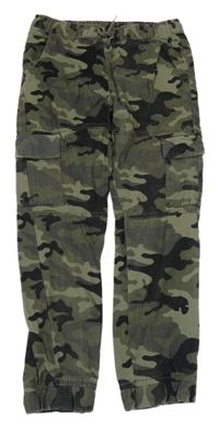Kaki-čierne army cuff plátenné nohavice Y.F.K.