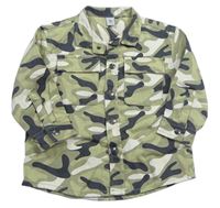 Zeleno-krémovo-antracitová army rifľová košeľová bunda Tu