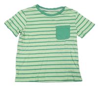 Zelankovo-zelené pruhované tričko s vreckom H&M