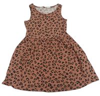 Starorůžovo-čierne šaty s leopardím vzorom zn. H&M