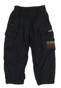 Tmavomodré šusťákové cargo cuff kalhoty Next
