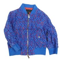 Modro-růžový krajkový podzimní bomber