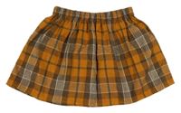 Oranžovo-hnedá kockovaná sukňa
