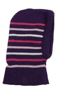 Fialovo-růžovo-bílá pletená kukla s pruhy 