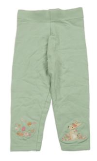 Mintové legíny s květy a králíčkem Nutmeg