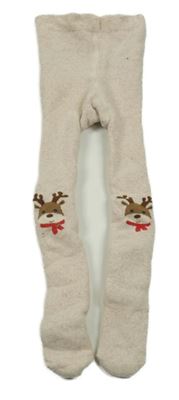 Béžové zateplené punčocháče se soby H&M