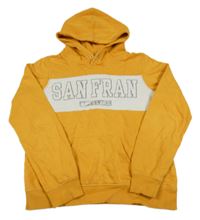 Hořčicovo-biela mikina s nápisom a kapucňou H&M