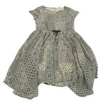 Béžovo-černé šifonové vzorované šaty H&M