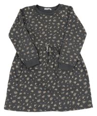 Antracitové kvetované teplákové šaty Primark
