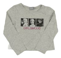 Svetlosivé crop tričko s Annou a Elsou Disney