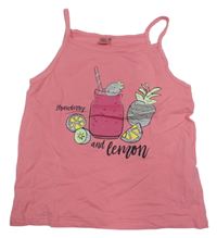Ružový crop top s potlačou a nápisom Y.F.K.