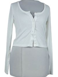Dámske biele rebrované crop tričko Bershka