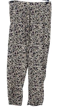 Dámske svetloružová -vínové kvetované letné voľné é nohavice zn. Primark