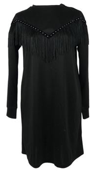 Nové - Dámské černé šaty s třásněmi Primark 