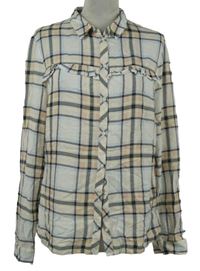 Dámska smetanovo-farebná kockovaná blúzka s volánikom F&F