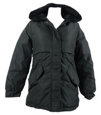 Dámská černá šusťáková zimní bunda s kapucí 