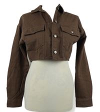 Dámska hnedá crop rifľová bunda H&M