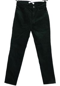 Dámske tmavozelené menšestrové nohavice Mango